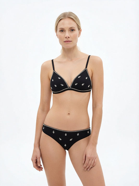 Black Embellished Bra & Panty Set